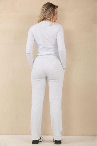 Damen Frauen geripptes Molly durchgeknöpftes Oberteil und Hose mit weitem Bein Co-ord Set - Bild 19 von 33
