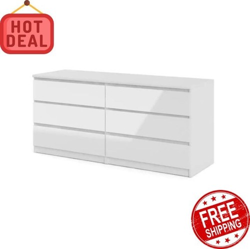 Modern 6-Drawer Dresser Scandinavian Design, Scratch-Resistant Finish