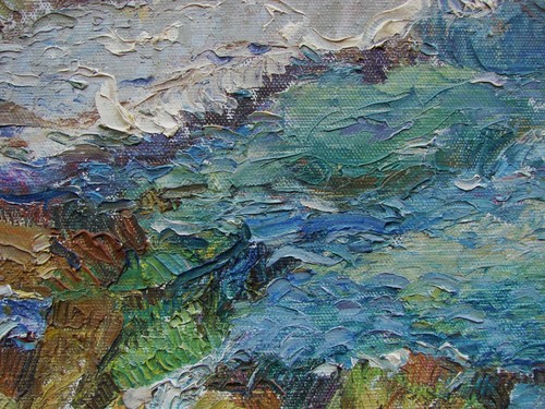 Ukrainian Soviet USSR Oil Painting impressionism river shore - Picture 2 of 9