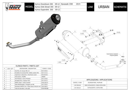 Complete Exhaust Approved Catalytic Converter Urban MIVV for Kymco Dink Street 300 2010 10 - Picture 3 of 4