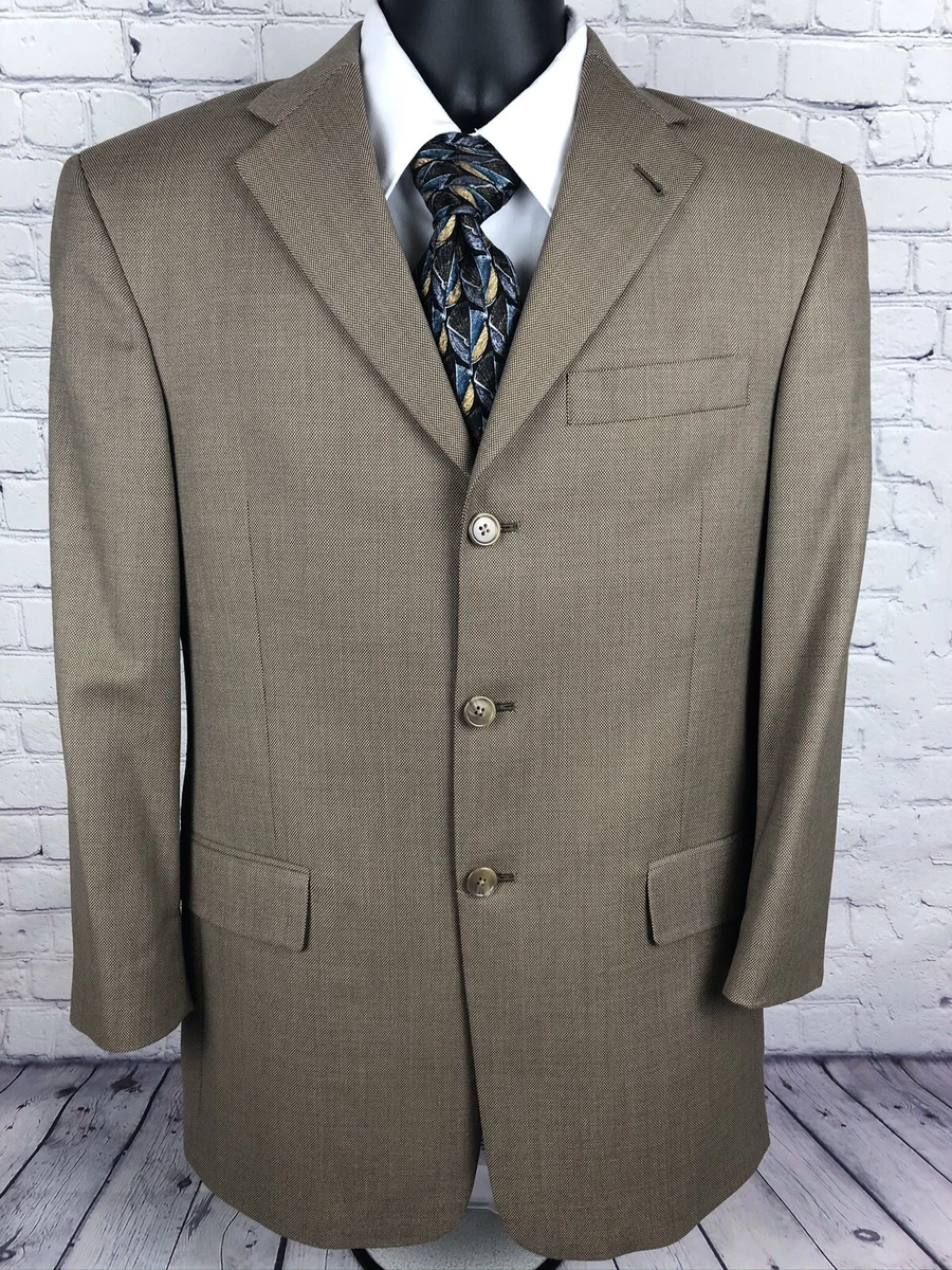 Hart Schaffner Marx Dillards Brown Twill Made In USA Mens 38R