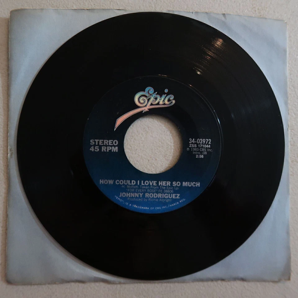JOHNNY RODRIGUEZ "HOW COULD I LOVE HER SO MUCH" "SOMETHIN'"VINYL 45 EPIC VG 5-90 - Image 2 of 3