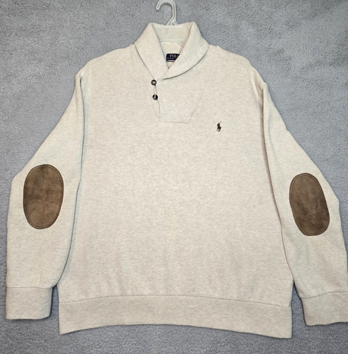 Polo Ralph Lauren Pullover Sweater Button Shawl Collar Elbow Patches - Men's 2XL - Picture 4 of 14