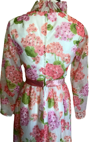 Miss Elliette Hostess Maxi Dress Size 12 Pink Romantic Ruffles Floral Feminine - Picture 8 of 11