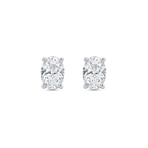 Aretes solitarios de diamantes cultivados en laboratorio ovalados de 1 quilate a 2 quilates de oro de 14 k con certificación IGI - Imagen 22 de 25