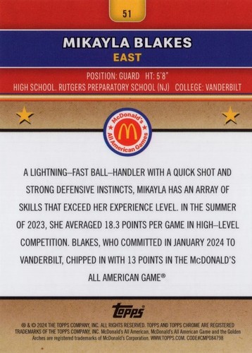 🔥 2024 Topps Chrome McDonald's All American Basketball Pick Complete Your Set🔥 - Picture 58 of 152