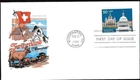 SWITZERLAND 700TH ANNIV ALPS MTNS HAPPY COW  1991   FARNAM CACHET FDC VF UNADDR