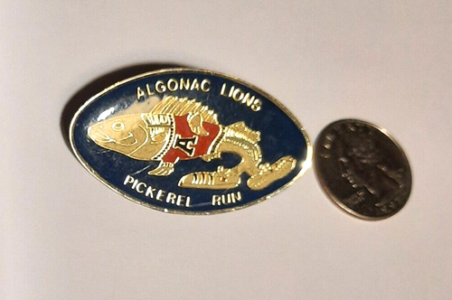 Algonac Lions Club Pickerel Run Fish with Sneakers Pin Michigan 11-D-2 Vintage - Picture 2 of 3