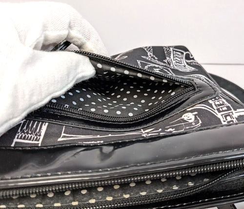 Lulu Guinness London Crossbody Purse Bag Black White Polyester Patent Vinyl Trim - Picture 8 of 14