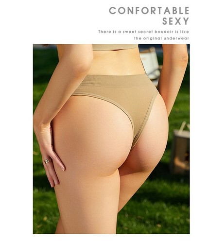 Seamless Quick Dry Solid Color Mid Waist Thong Panties for womens - Picture 6 of 12