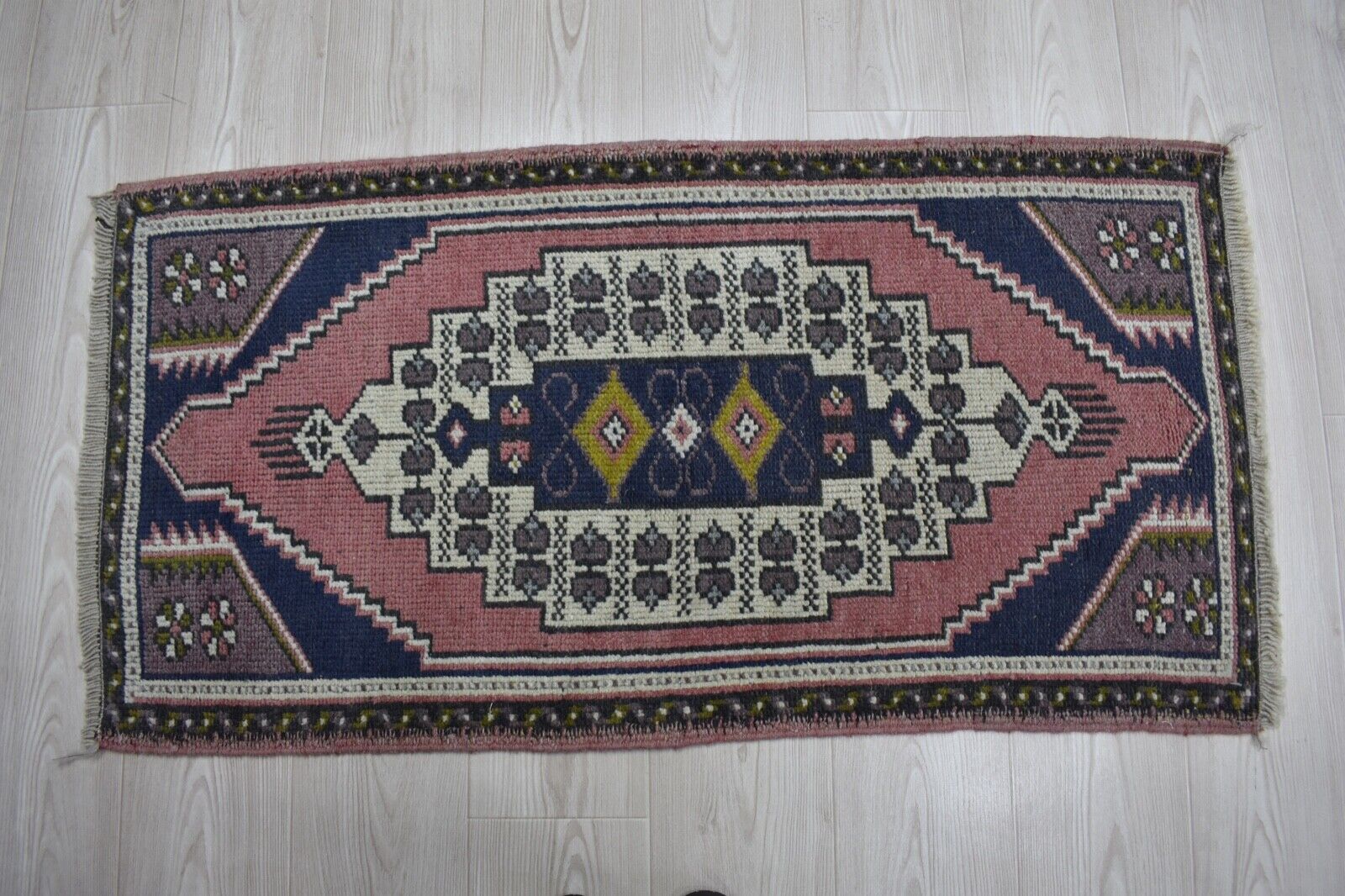 3'7'' x 1'9'' ft Handmade Vintage Turkish Carpet Pillow, Small Carpet Home Decor