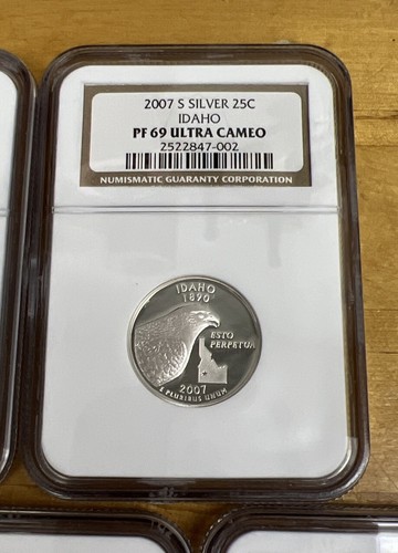 2007 S NGC PF69/79 Ultra Cameo Silver Proof 5 Coin Statehood Quarter Set 25C - Picture 3 of 8