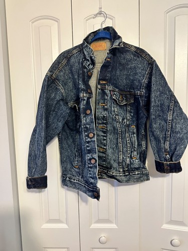 Vintage 80’s Levi's 70507 0227 Trucker Jeans Jacket Acid Wash Denim Blue Men’s S - Picture 6 of 13