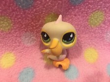 Littlest Pet Shop LPS Pale Yellow  Pink PELICAN GREEN Color Eyes Hasbro