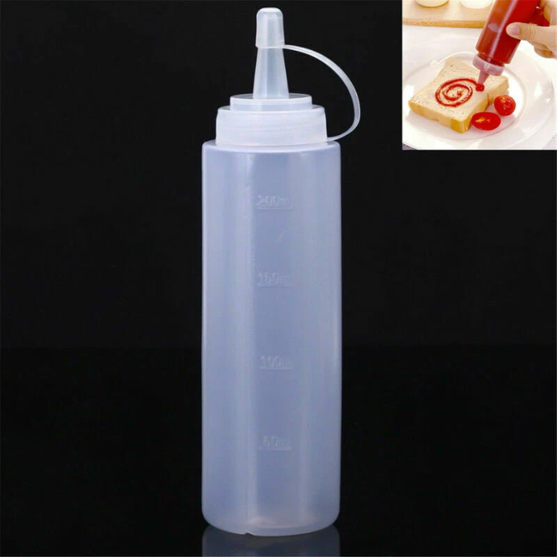 Plastic Clear Squeeze Bottle Condiment Dispenser Ketchup Mustard Sauce - Image 4 of 4