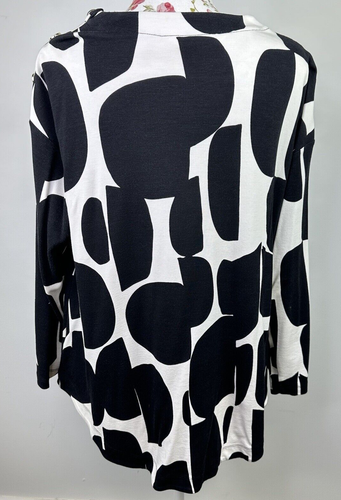 Virtuelle top women's bamboo black & white buttons long sleeved Size 12 Plus - Picture 6 of 11