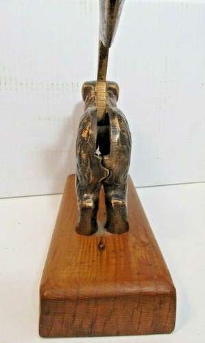 Cascanueces de bronce 10,5 pulgadas (26,7 cm) perro retriever sobre base de madera pesado Art Deco - Imagen 10 de 12