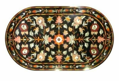 4'x2' black Marble coffee Table Top stones Inlay pietra dura antique decor k2 - Picture 1 of 4