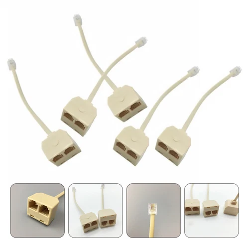 5 Pcs Split Adapter Telephone Cord Converter for Landline Phones