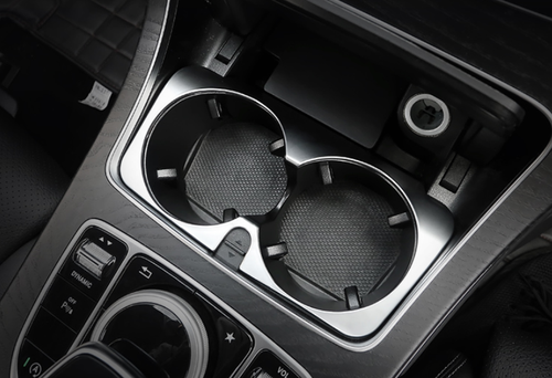 Consola central plateada ABS marco de taza de agua borde para Benz Clase C W205 2015-2021 - Imagen 5 de 6