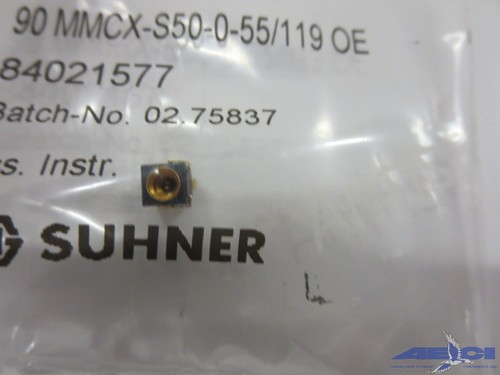 HUBER&SUHNER CONNECTOR - COAX, PB FREE 90MMCX-S50-0-55/1190E REV. C - Afbeelding 1 van 3