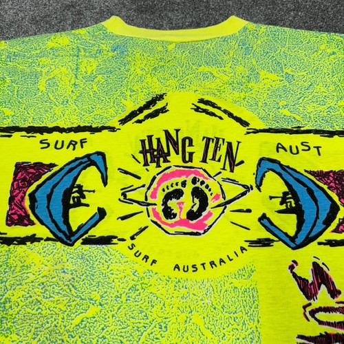 Vintage Hang Ten Shirt Men Large Surf Skate Australia 90s AOP All Over Print - Picture 14 of 14