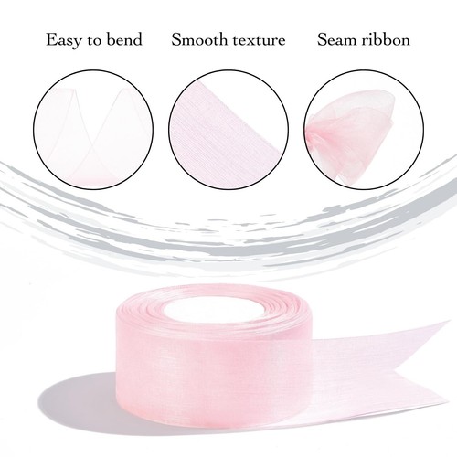 Pink Organza Ribbon 2 Inch Pink Sheer Ribbon Perfect for Gift Wrapping Weddin... - Picture 4 of 7
