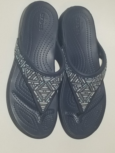 Sandalia de cuña Crocs Dual Monterey Diamante adornada para mujer talla 8 azul marino.  - Imagen 1 de 8