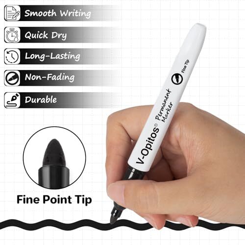 30 Pack Black Permanent Markers, Bulk Fine Point Waterproof Markers Pens, - Picture 3 of 7