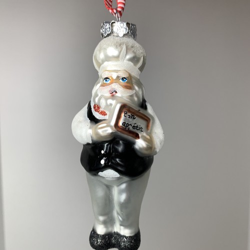 Williams Sonoma Holiday Weihnachten Glas Ornament Santa Chef Guten Appetit 2012 - Bild 1 von 12