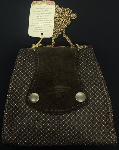 Michal Negrin Cross Body Satin Bag w Crystals Metal Chain brown color Israel - Picture 15 of 17