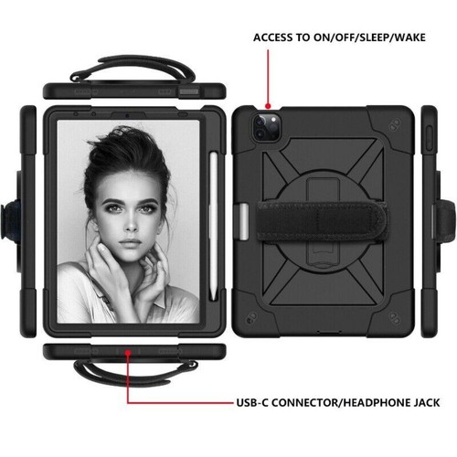 Funda protectora con soporte giratorio de alta resistencia mini aire para iPad 5º 6º 7º 8º 9º generación - Imagen 9 de 39