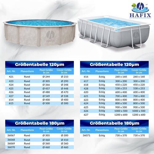 Solarplane Größenauswahl Poolplane Solarfolie Poolabdeckung Poolheizung Heizer - Bild 6 von 28
