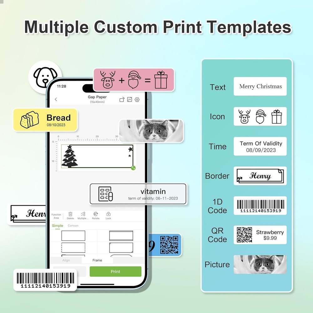 Bluetooth Label Maker with Wireless Sticker Printer for Organizing Storage