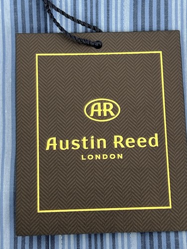Austin Reed London Mens Medium 100% Cotton Blue Stiped Button Up Shirt NWT - Picture 11 of 14