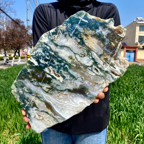 6.28LB Natural green moss agate crystal raw stone flakes quartz spiritual healin - Picture 4 of 16