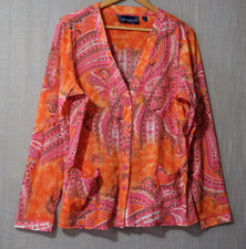 Nwot Susan Graver Style Paisley Floral Blouse Sheer w/Pockets Women's XL H55-6