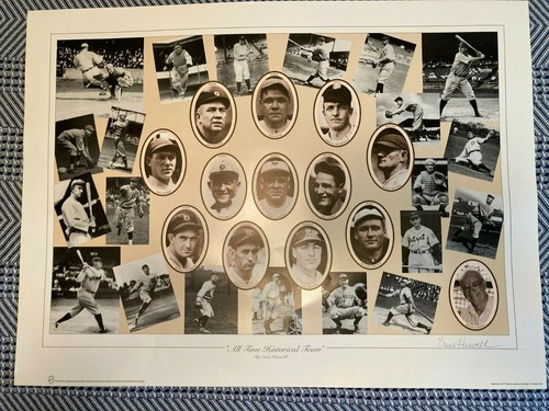 RARE, ERNIE HARWELL AUTOGRAPHED "ALL-TIME HISTORICAL TEAM" POSTER 31" x 23"  - Picture 1 of 7