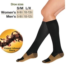 4 Sets of Copper Infused Anti-Fatigue Compression Socks