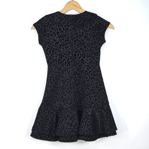 RARE EDITIONS Leopard Print Drop Waist Dress Girls 10 Ruffle Hem Burnout Velvet - Picture 2 of 18