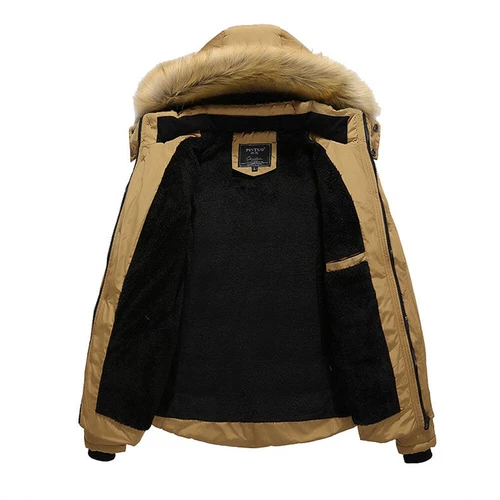 Men's Winter Warm Fur Collar Hooded Long Coat Jacket Parka Outwear Ski Snow Soft - Bild 11 von 22