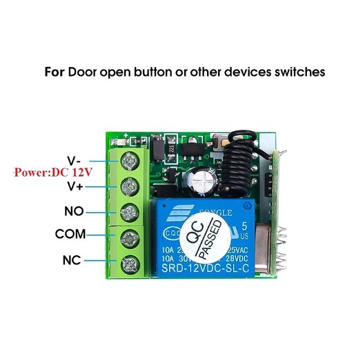 12 V Relais Wireless RF Garagentor Fernbedienung Schalter Empfänger Sender 1 Kanal - Bild 5 von 6