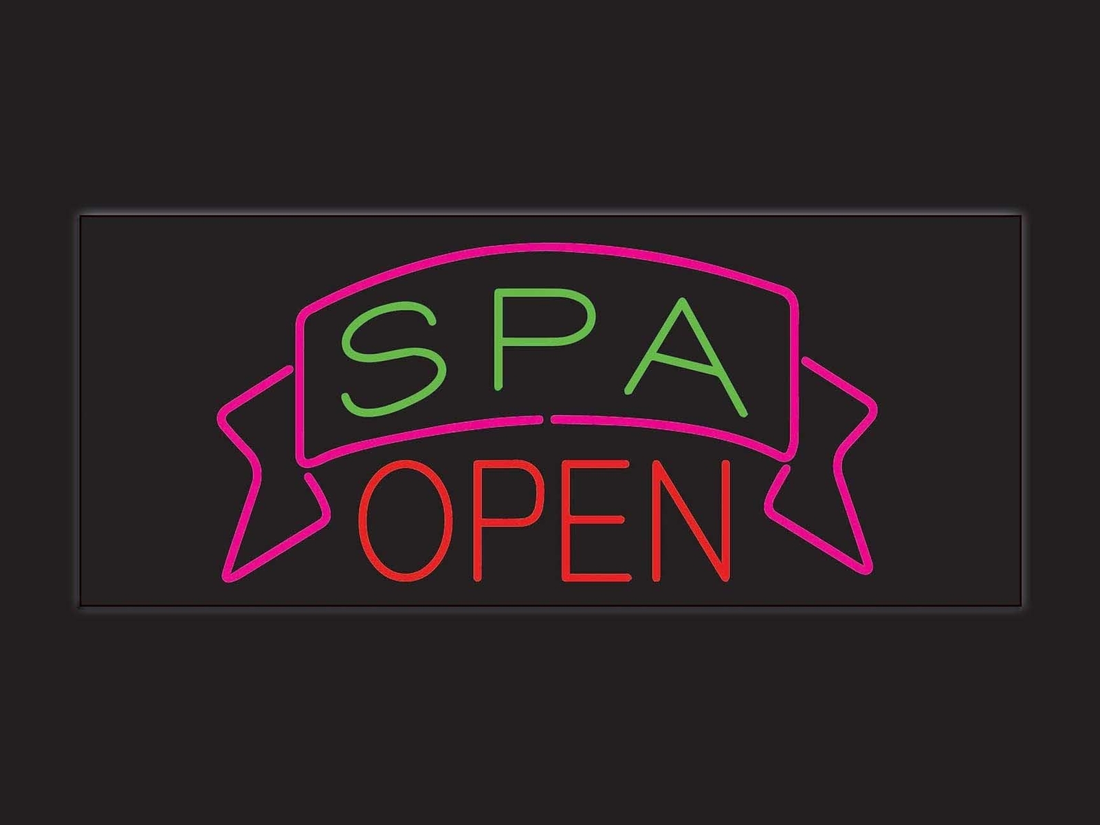 Letrero de neón abierto SPA para pantallas minoristas | LED Flex Neon | 32"W x 13"H x 1"D