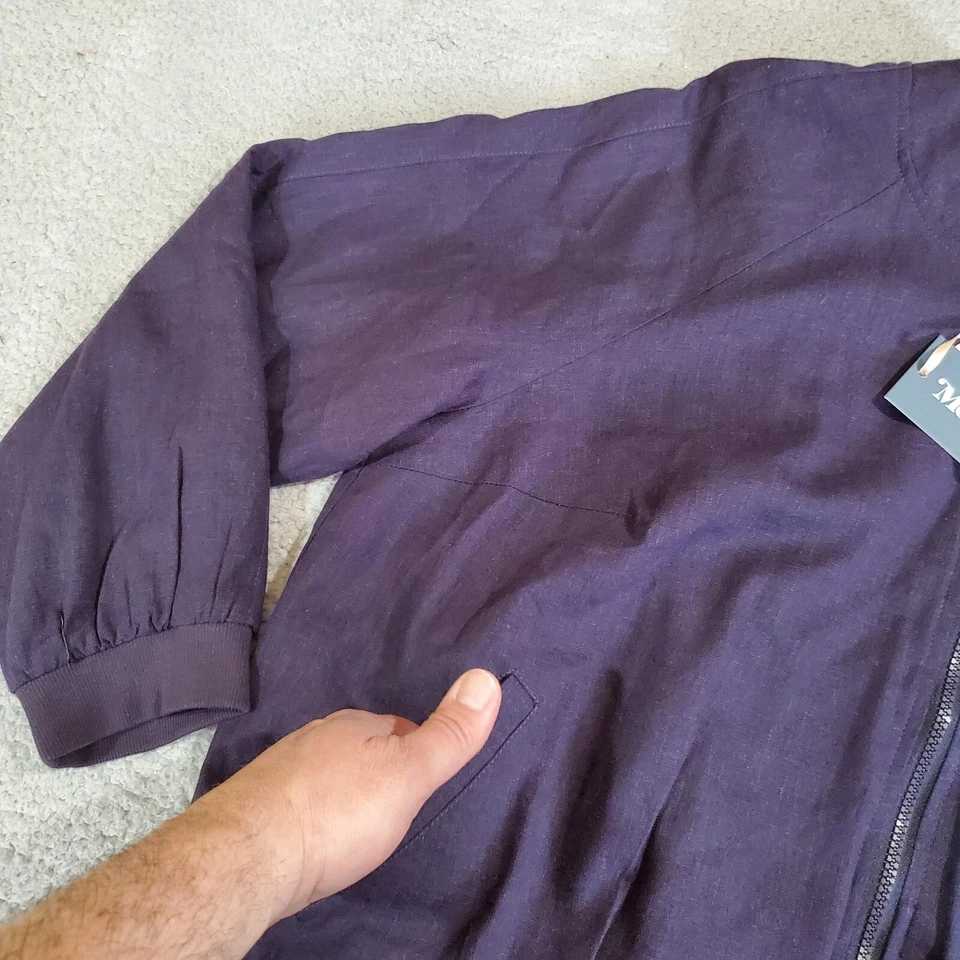 Modcloth Jacket Womens 2X Blue Zip Up Linen Blend Outer Space Cosmos Astro Lined - Image 4 of 4