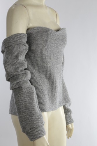 RtA Gray Knit Wool Off Shoulder Sweater Size M Minimalist Simple - Picture 9 of 20