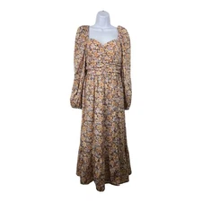 Band of the Free Dress Womens Medium Cottagecore Floral Ruching Tiered Maxi
