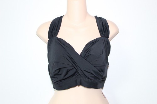 NWT Swim By Avenue Halter Bikini Top Twisted Black Plus Size 24W H13572