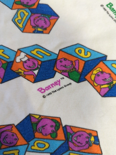 Vintage Barney Crib Blanket Barney Block Image 1993 The Lyons Group Double Sided - Picture 3 of 5