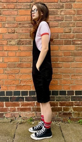 Short en coton extensible rétro noir homme et femme 4XS-4XL - Photo 3/5