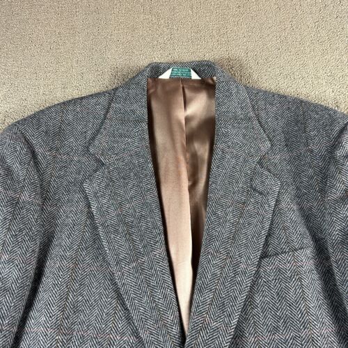 Vintage Evan-Picone LambsWool Blend Tweed Sport Coat Gray Herringbone Size 42R - Picture 2 of 15